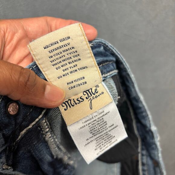 Miss Me Studded Embellished Jeans Distress Signature Bootcut Stretchy Low Rise - Picture 12 of 16